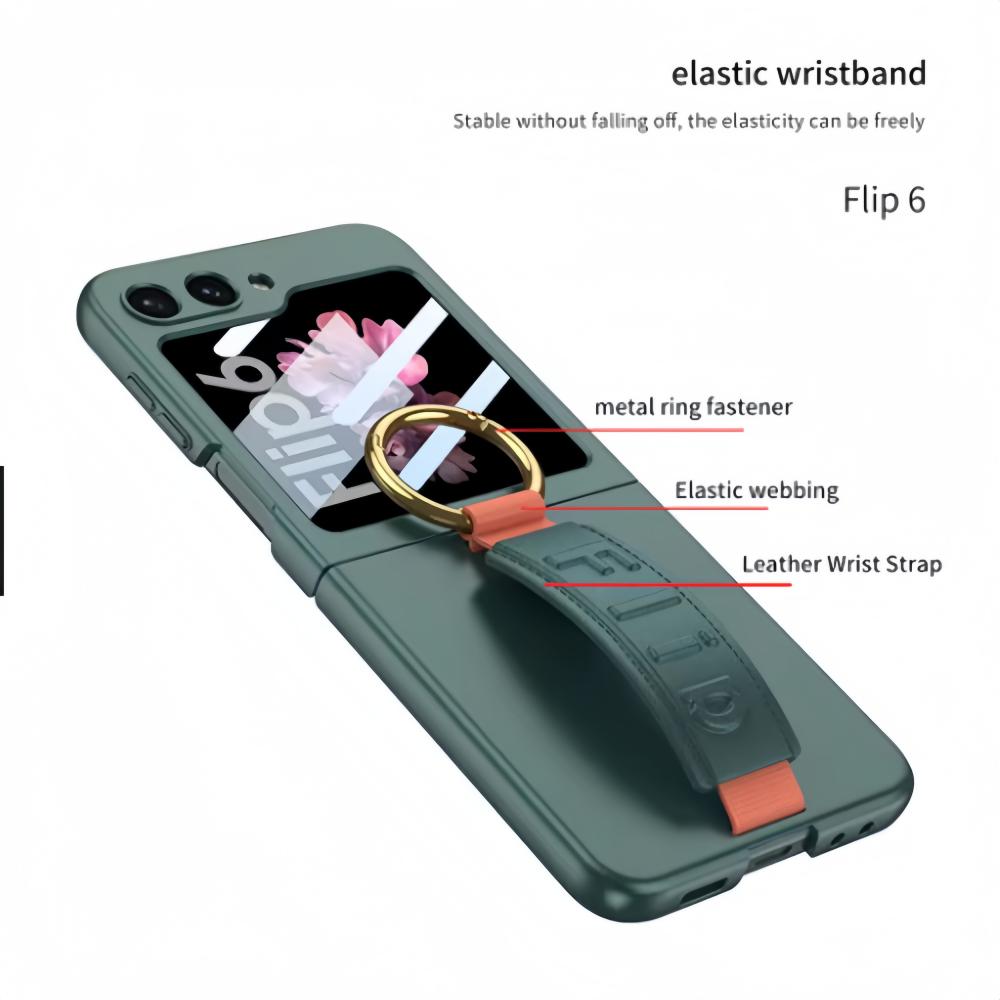 Ultra Thin Matte Case For Samsung Galaxy Z Flip 7 6 8 Metal Ring Holder Stand Skin-Friendly Plastic Hard Protection Back Cover