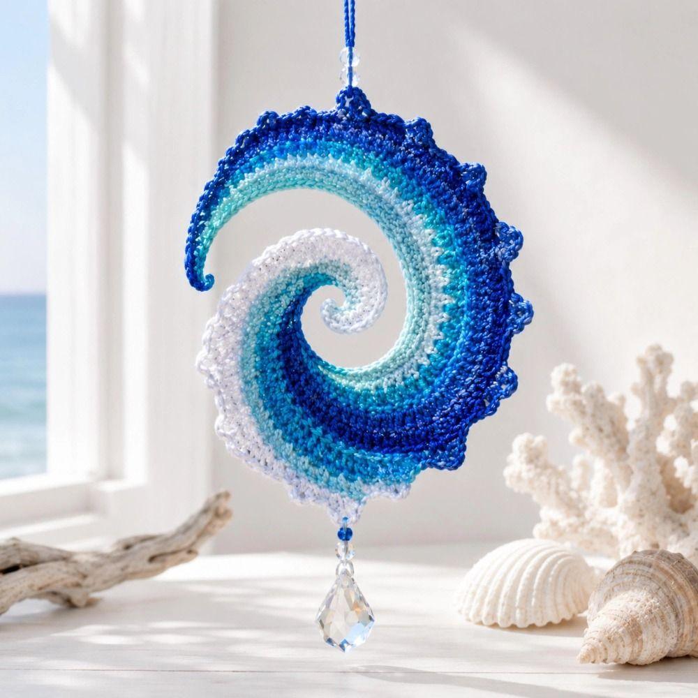 Handmade Spiral Wave Ornament Kit Beaded Crochet Ornament Kit Creative DIY Crochet Set