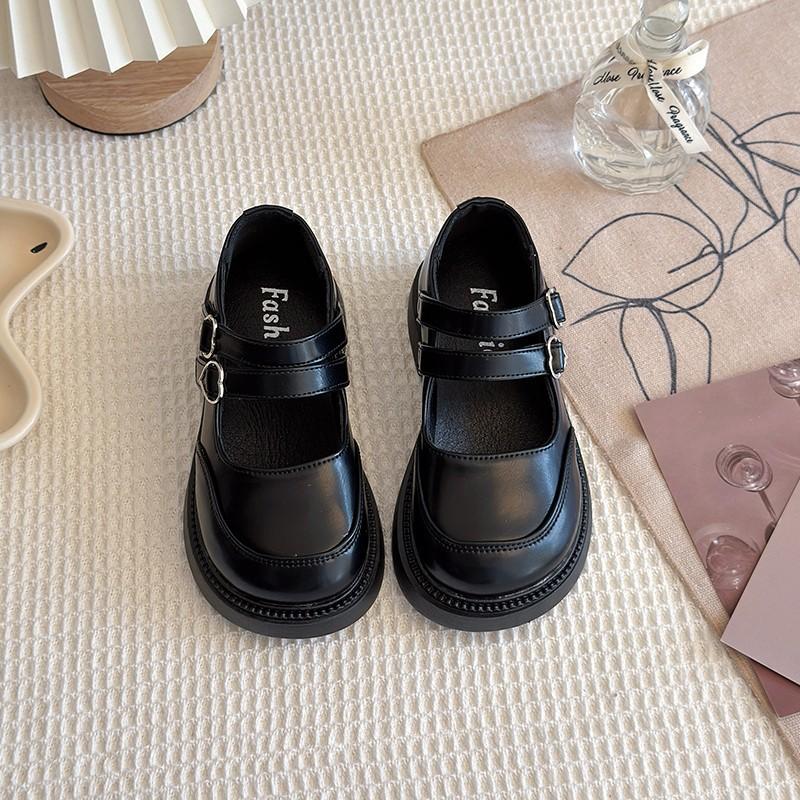 Children's Round-toed Thick-soled Leather Shoes for Summer Retro British Style Korean Cute Japanese Mary Jane Shoes