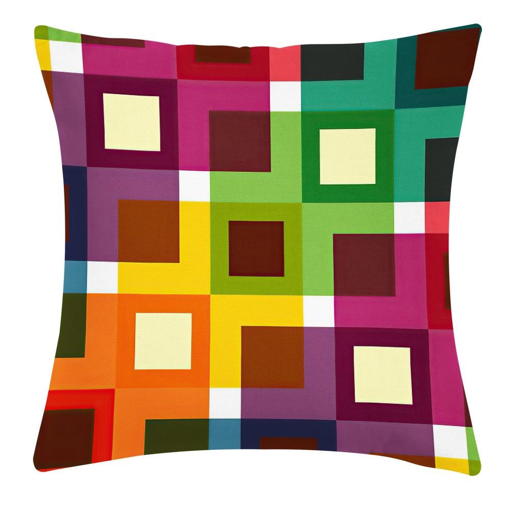Colorful Geometric Pattern Pillowcase Dormitory Decoration Office Living Room Sofa Home Pillowcase