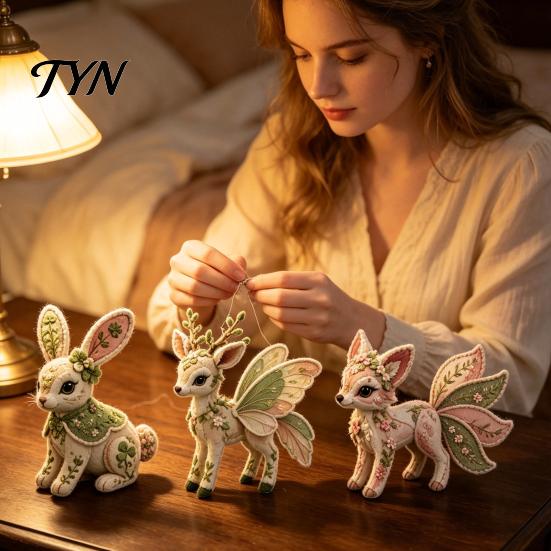 Diy Patchwork Kit Forest Guardians DIY Kit, Woodland Animal Sewing Pre-cut Plush Embroidery Set Fabric Craft for Adults, Handmade Doll