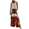 Damen Weihnachten Print Einfarbig Weites Bein Trägerlos Tanktasche Lässiger Einteiler
