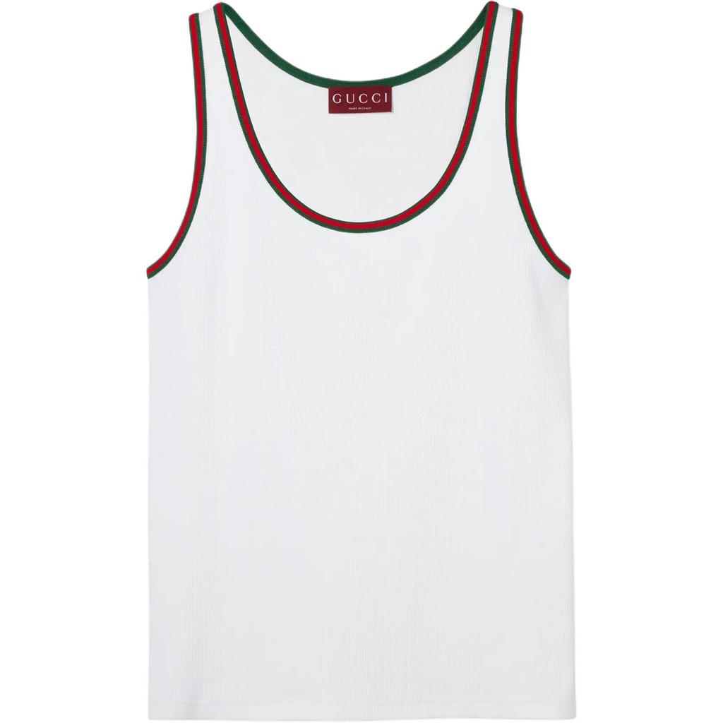 Gucci Rib Cotton Tank Top With Web 825821-XJHC1-9000