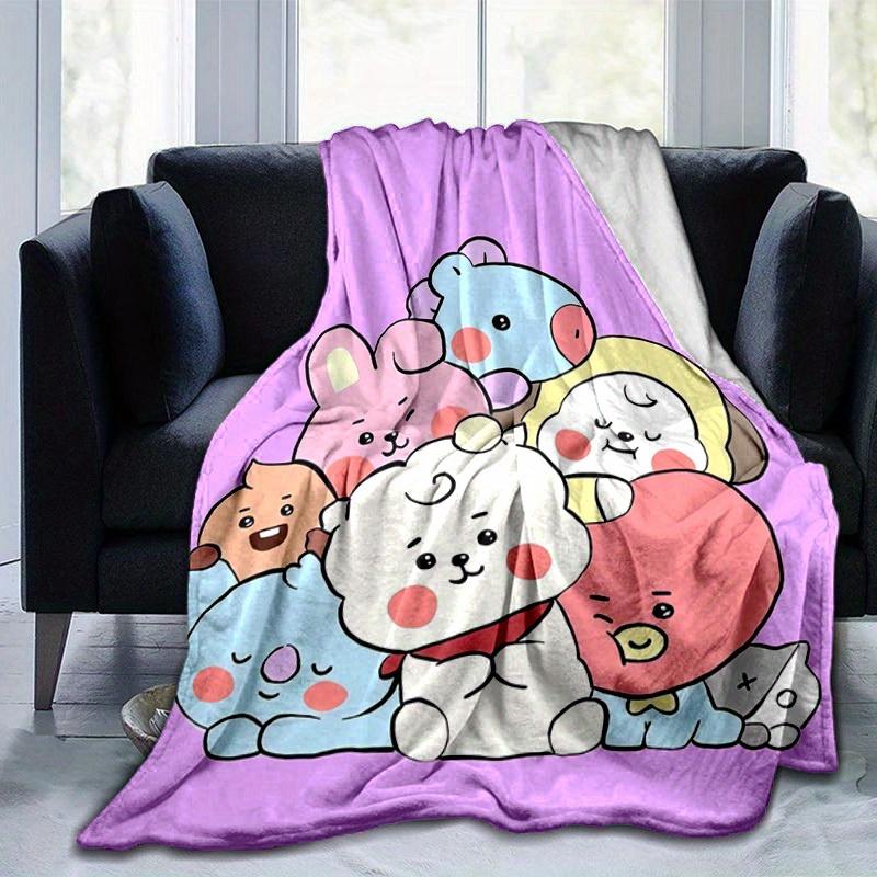 1pc, Cute Cartoon Characters Home Decor Flannel Blanket, Perfect Gift for Bedroom, Living Room, Travel, Camping, Car, Beach, Office Nap. Ideal as Sofa