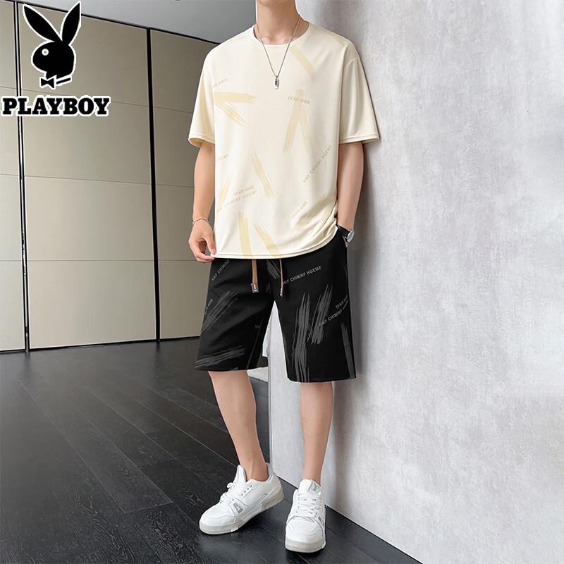 PLAYBOY Men s Ice Silk Quick-Dry Summer Casual Set L