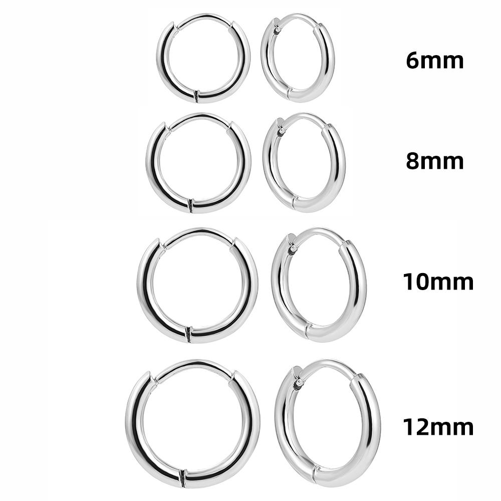

4pair/Lot 6/8/10/12mm Stainless Steel Round Circle Hoop Earrings for Women Gold Color Tiny Helix Hoops Ear Piercing Loop Ring
