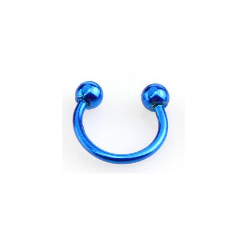 

Каблучка для носа у вигляді підкови з європейської та американської нержавіючої сталі з конусними кінцями 1.2x8x3x3mm синій