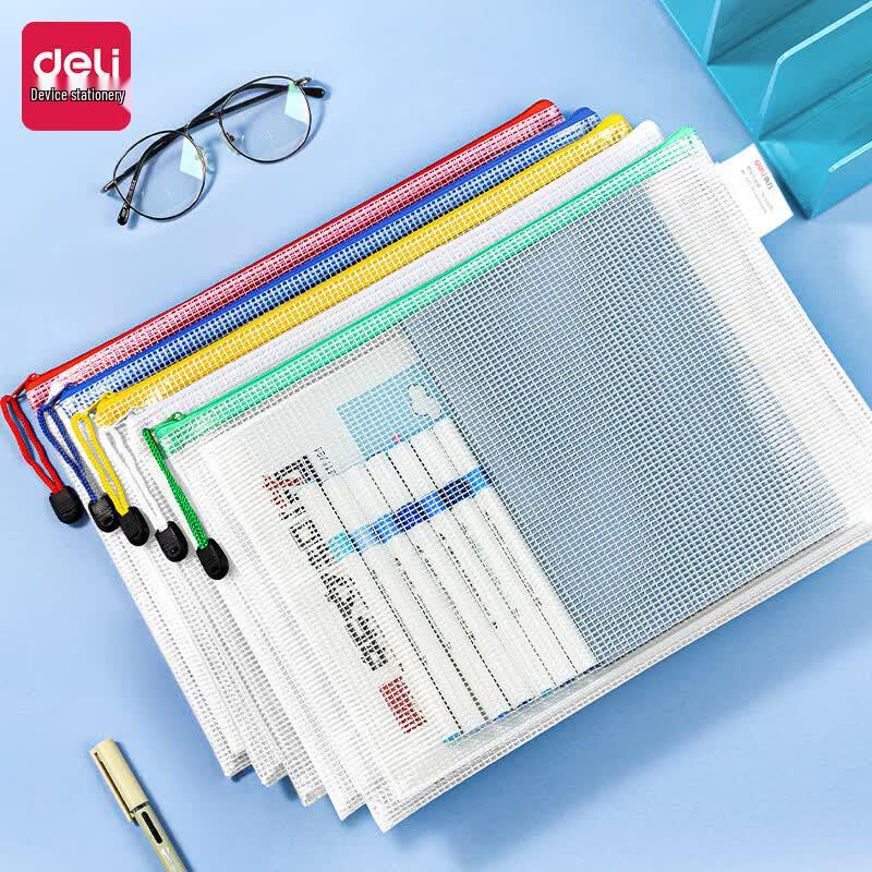 Deli 63479 A4 Mesh Zipper File Bags