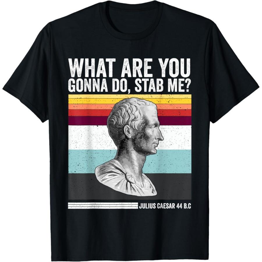 Винтажная футболка  Что ты собираешься делать, зарезать меня?  Юлий Цезарь, смешная XXXXXL чёрный