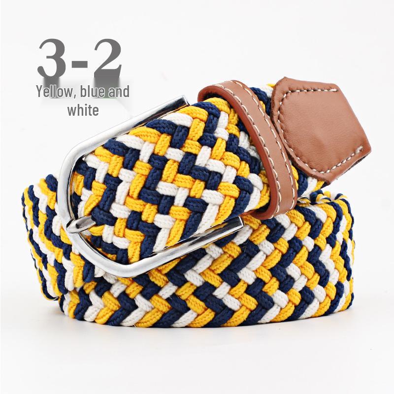 חגורת בד אלסטית יוניסקס עם אבזם פין - אבזם אריגה קז'ואל מתיחה עם הדגש עור