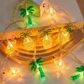 1pc LED Flamingo Pineapple Palm Tree String Lights Battery Operated for Home Garden Tropical Beach Hawaiian Holiday Party Decor less