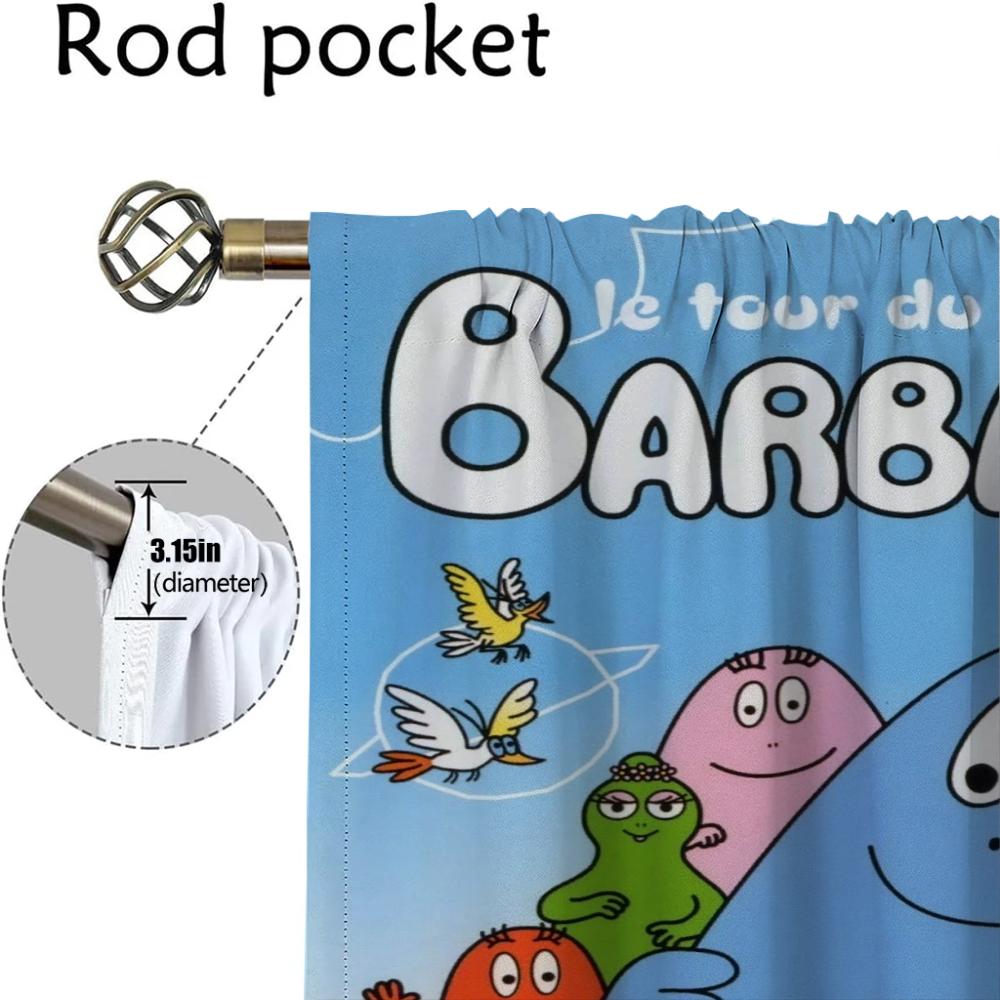 Kitchen Curtains 2 Pieces Les Barbapapas Curtains for Bedroom Shades Partition Window Curtain Halloween Decoration Living Room