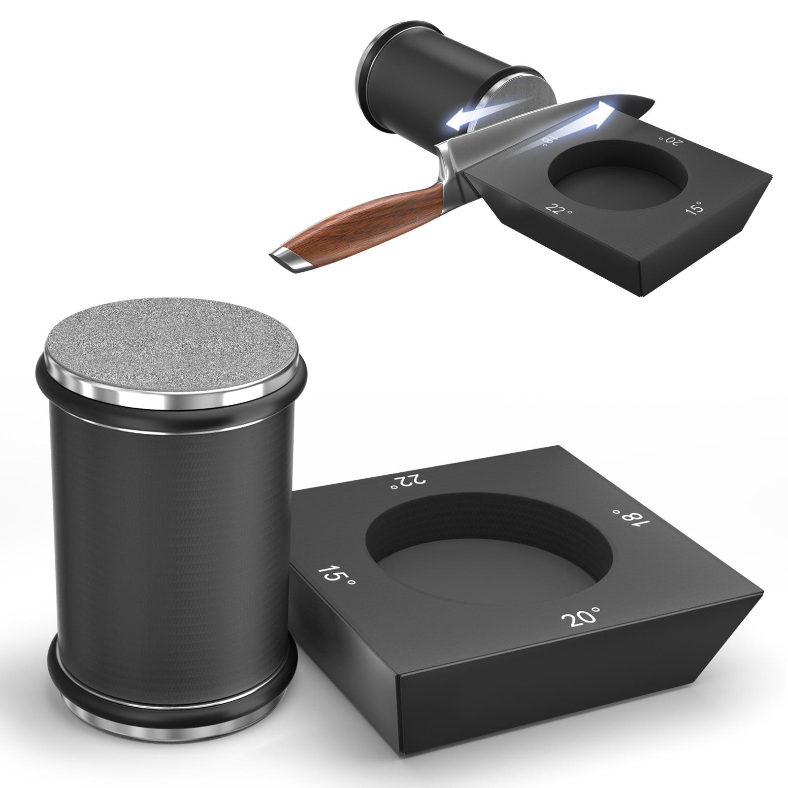 

Новая роликовая точилка для ножей, четырехсторонний алмазный точильный камень, 15/18/20/22 градуса, магнитный угловой ролик для заточки кухонных ножей M чёрный