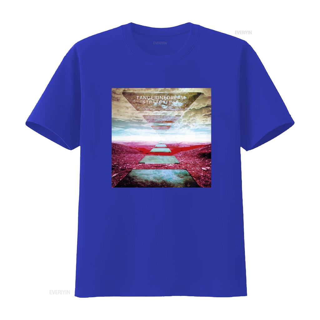 Camiseta de Algodón Suave Tangerine Dream Stratosfear Estampado Diseño Inspirado en Banda de Rock Retro Top Lavado Vintage Para Uso Diario