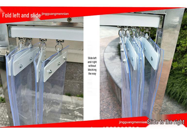 PVC Transparent Sliding Door Curtain - Windbreak, Rainproof, Household Partition