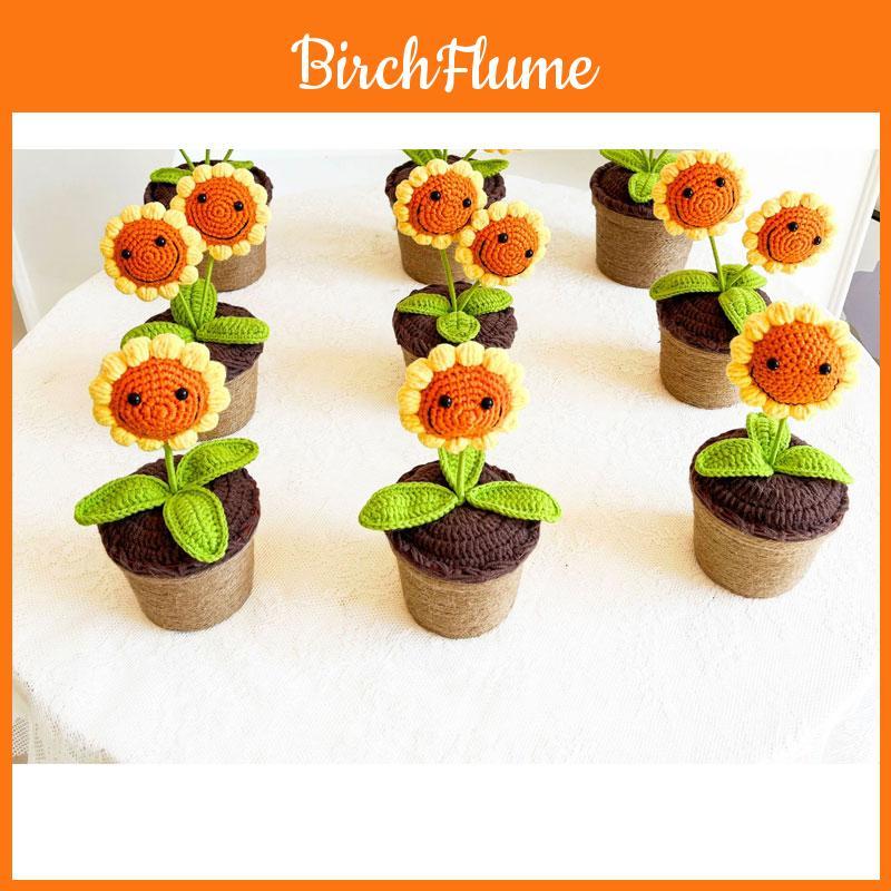 Knitted Sunflower Pot Plant Creative Décor For Your Home