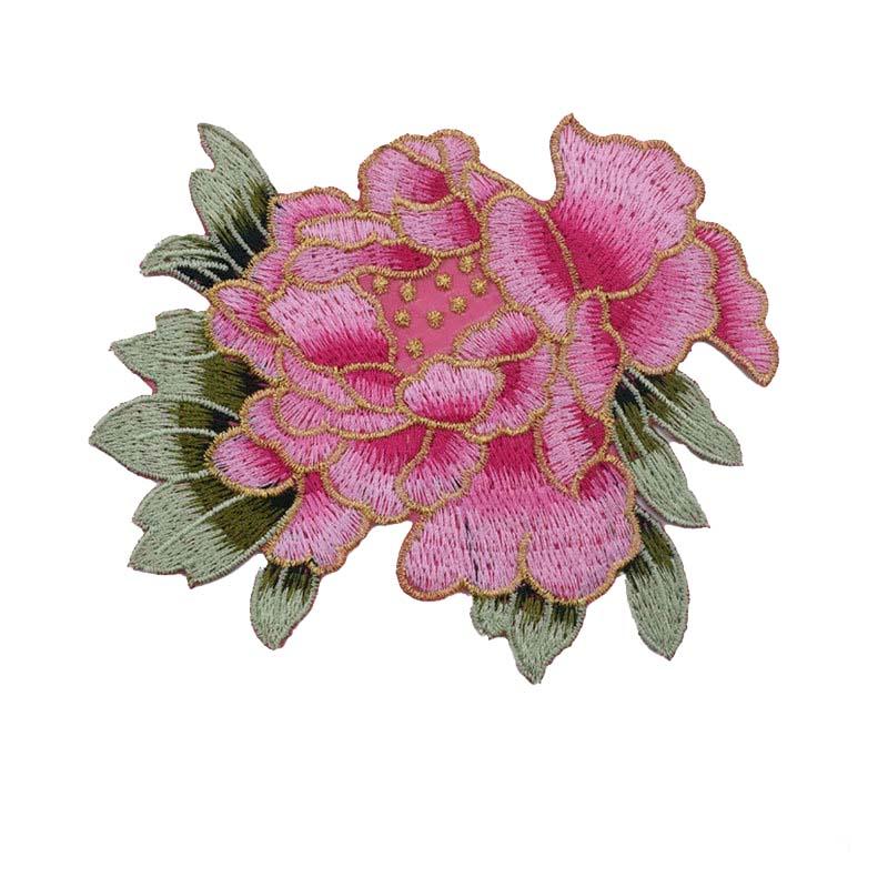 Fashion Show Costume Decorative Peony Patch Flower Motif Embroidery Diy Bag Hat Textile Iron-on Badge Sticker Accessories Patch