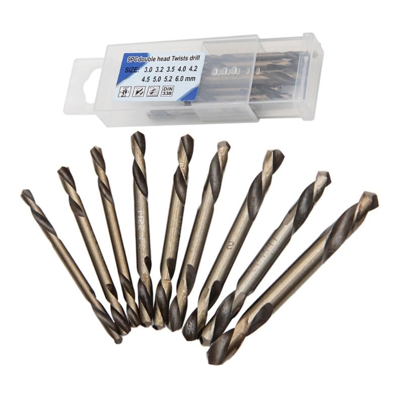 

Professional 9 Piece Two Sided Auger Drill Bits Set High Speed Steel Plastic Container Accurate Boring Multi Application 1