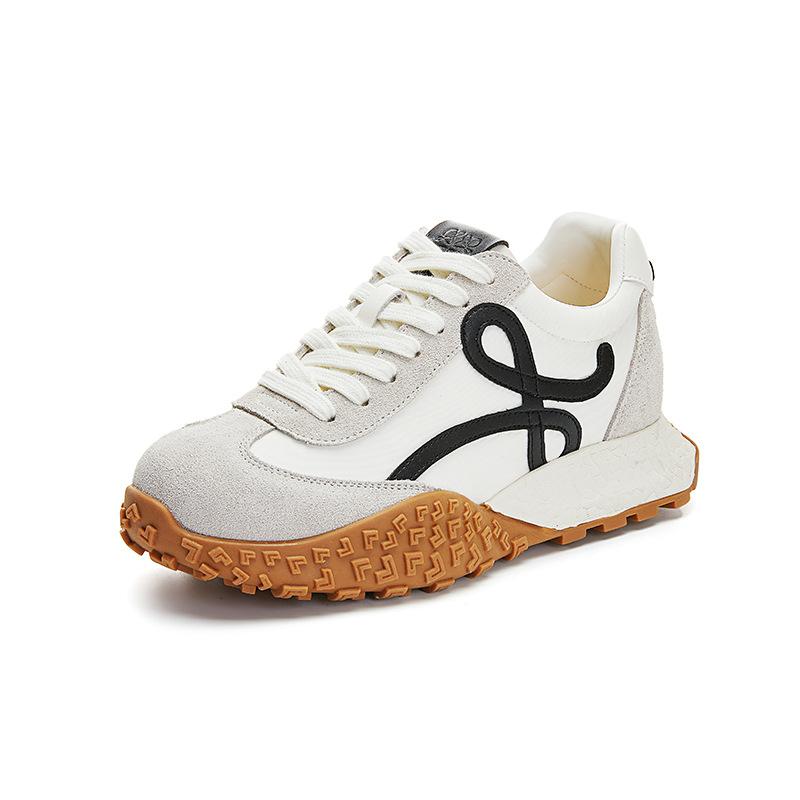 Inner height increase 3cm leather Forrest Gump shoes 2025 spring new thick sole height increase retro sports shoes casual dad shoes