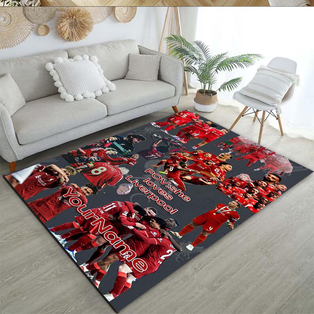 Liverpool Anpassbarer Name Bodenmatte Büro Teppich Design zum Dekorieren Zimmer Foyer Flur Spielzimmer Rutschfester Teppich Büro Heimdekor