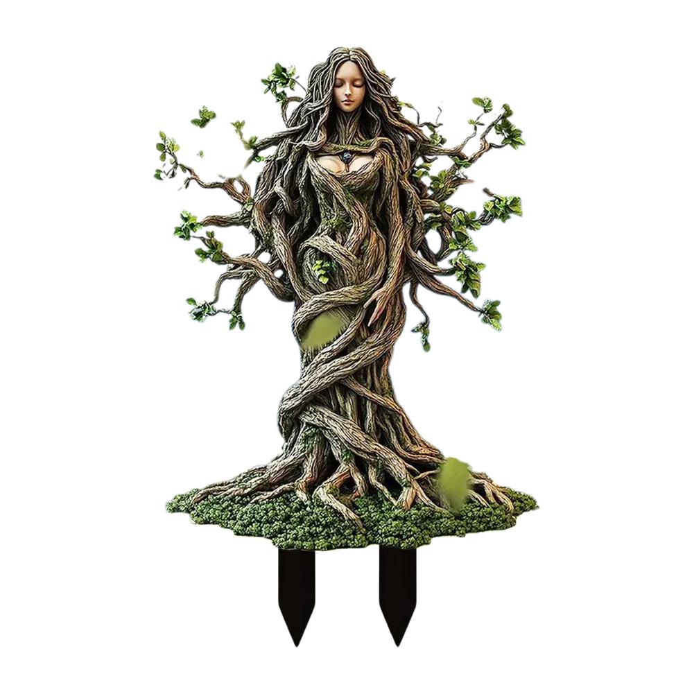 Gartenstecker Erdspieß Wasserdicht Außen Deko Baum Elf Acryl Hof Hof Baum Elf Schild S D6Q0