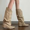 Early autumn western cowboy boots versatile wasteland wind heap boots women's inner height increase and thinness retro boots women's boots