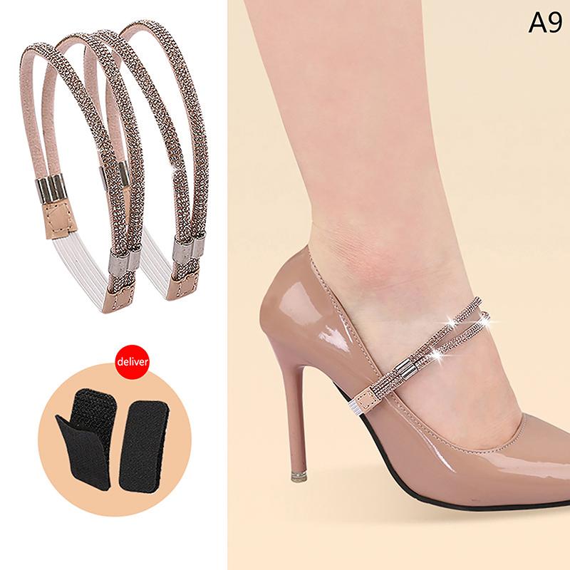 1 Pair Women Shoeslaces For High Heels Shoes Decoration Buckle Lazy Shoelaces Elastic Band Anti Falling Heel Non-Slip Belt Strap