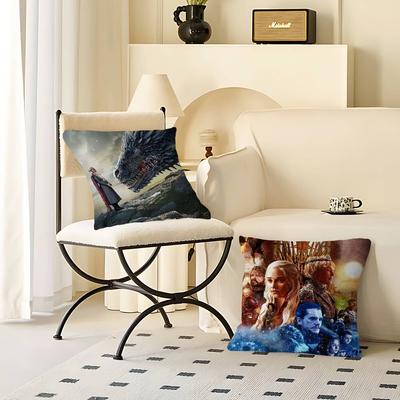 Game Of T-Thrones Pillow Covers Cartoon Sofa Decorative Home Double-sided Printing Short Plush Cute Cushion Cover