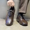 Mens Black Derby Loafers Clean Fit Casual Leather Style Business Shoes Round Toe Rubber Sole
