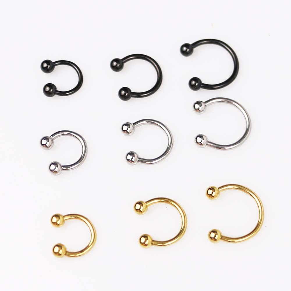 Fashion Helix Ball Hoop Stud Earrings Circular 1 Pcs Nose Rings Lip Rings Body Piercing Jewelry