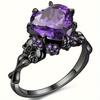 Hot Geometry Zircon Skull Head Heart Ring Unique Fashion Versatile Gothic Personality Dark Couple Jewelry Gift