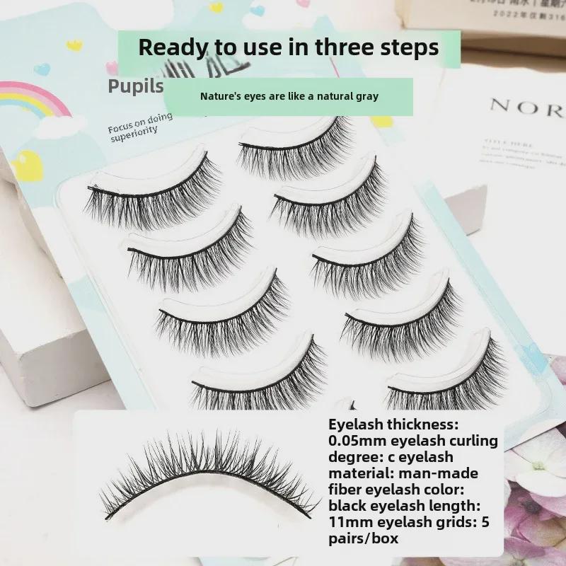 European & American Style Thick Curled Black False Eyelashes Set with 5 Pairs