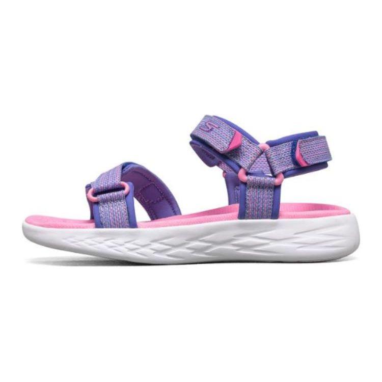 Skechers On The Go Slip Resistant Durable Kids Sandals Kids Sandals Blue Pink 86965L-PWPK 30