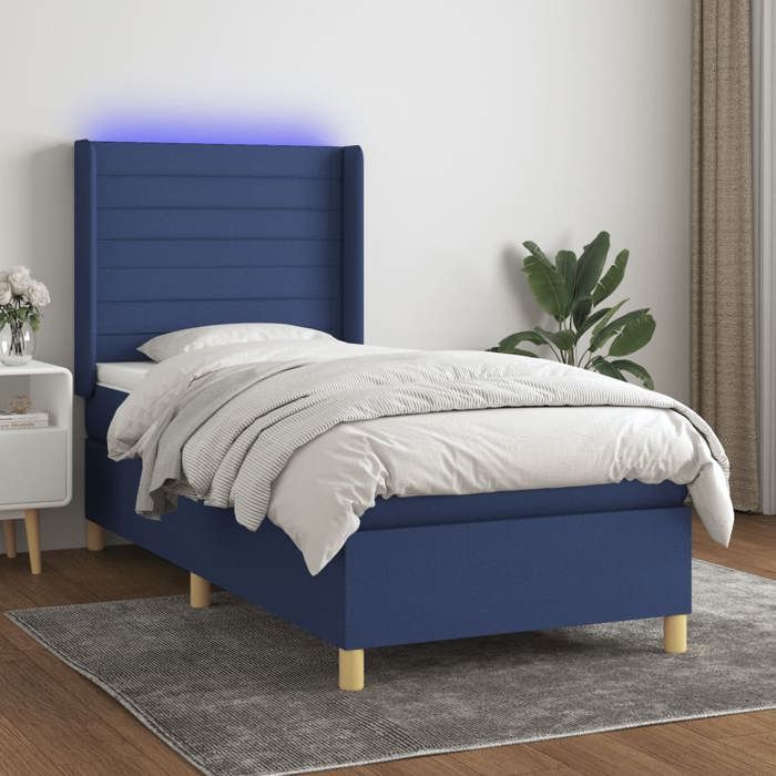 VidaXL Slat Bed Base with Mattress and LED, Upholstered Bed, Single Bed, Adult Bed for Interior Bedroom, 3138939