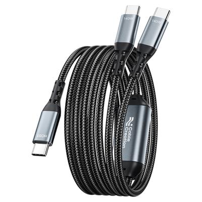 USB C To Double USB C Data Cord 140W Super Fast Charging Cable Wire 480Mbps Fast Speed Data Sync Splitter Line