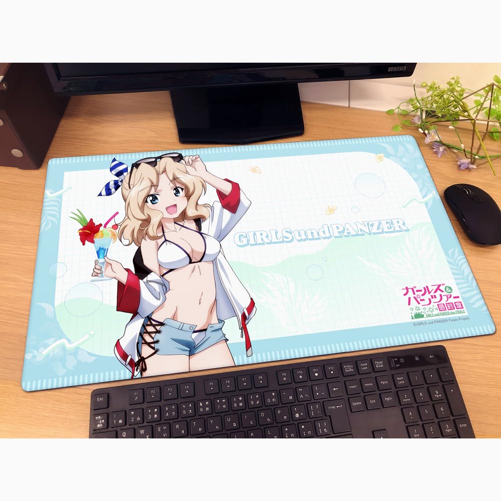 Girls Panzer Final Chapter Original Illustration Rubber Mat 60cm x 35cm x 2mm Polyester Key-th & (Kay/Resort Swimsuit) Approx. (width) (height)