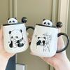 Becher mit Deckel und Löffel, neue Panda-Tasse, Souvenir-Keramikbecher, Kaffeetasse