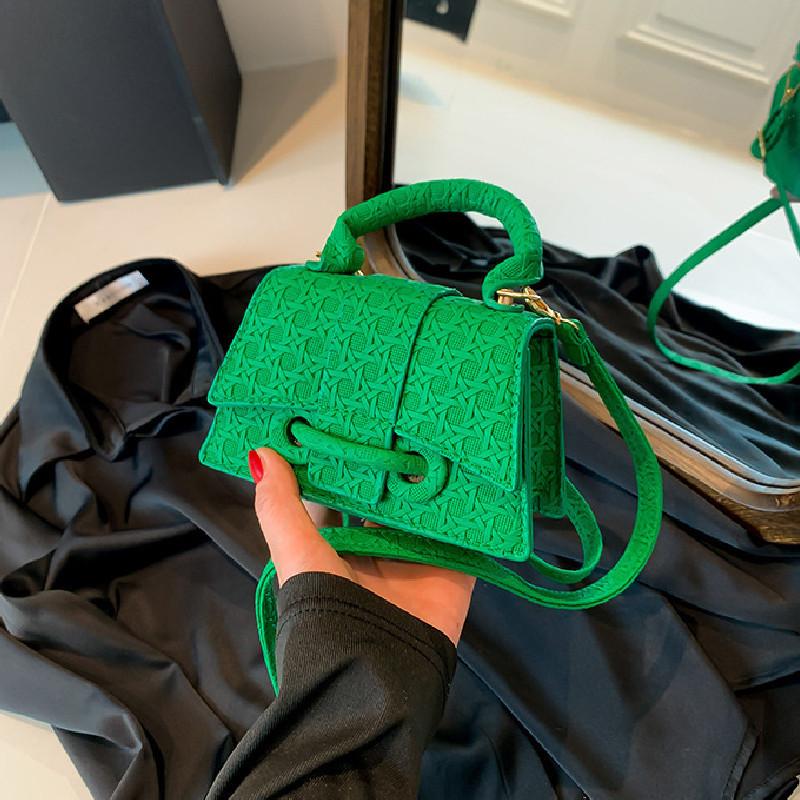 New Style Women's Small Square Bag Embossed Solid Color Shoulder Bag