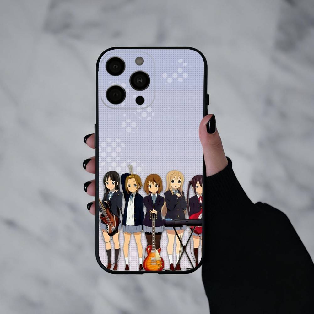 K-K-ON M-Music G-Girls Phone Case For iPhone 17pro,16,15,14,13,12,11 Plus,Pro Max,XS,Soft Silicone Black Cover