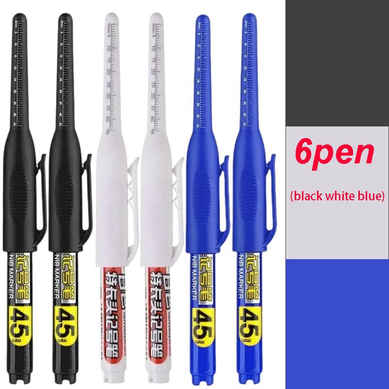 45mm Tip Waterproof Long Head Marker Pen set Quick-Dry Ink for Woodworking Construction Deep Hole Non-Toxic Black Red Blue White