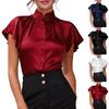 Top Casual ed Elegante da Donna — Camicia Estiva Elegante a Maniche Corte con Collo alla Coreana e Maniche