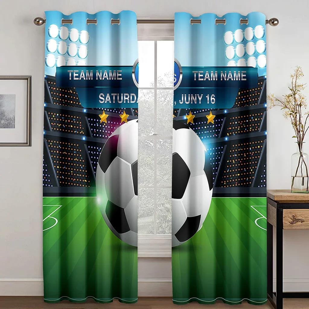 

3D Graffiti Soccer Football Sports Free Shipping Window Curtains For Living Room Kids Bedroom Bathroom Kicthen Door Home Decor2P W65X60H(cm)X2Pcs&Grommet Top