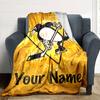 Name Custom Pittsburgh Penguins Logo Print Flannel Blanket High Quality Warm Comfortable Cover for All Seasons Perfect for Gifts Home Decor