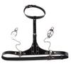 Leather Nipple Clamps Chain Black Wearable Bra BDSM Lingerie Adult Couples Flirting Toy