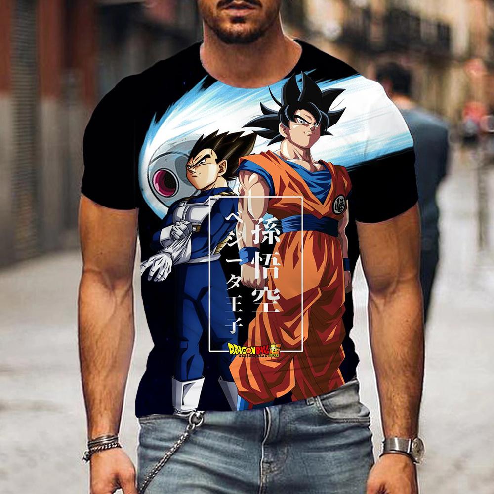 

Жемчуг дракона, летние модные футболки с 3D принтом для мужчин, повседневные футболки с круглым вырезом и короткими рукавами, уличная одежда, свободные топы в стиле аниме XXXXL