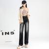 2022 Autumn New Korean Stytle Fashion Women'S Clothing Casual Thin Jeans Loose Wide-Leg Long Trousers Harajuku High Waist Thin