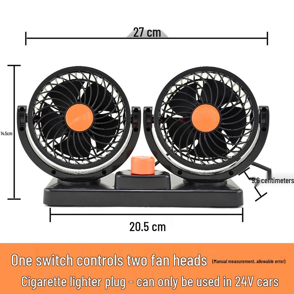 Dual Head 12V/4V/USB Car Fan with Double Control and High Wind Power