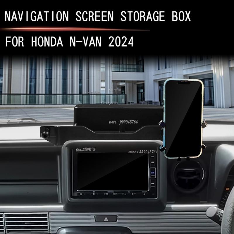 RHD For Honda N-VAN 2024 2025 ABS Plastic Navigation Screen Tray Storage Box Cover Trim Car Phone Holder Panel Protector Cutylin