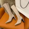 Fashion Pointed Toe Suede Stiletto Heel Tall Boots Autumn New Side Zip Anti-Slip Wear-Resistant High Heels