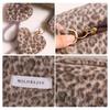 Fashion Fuzzy Makeup Bag Large Capacity Leopard Print Cosmetic Bag Portable Soft Travel Bag Cosmetic Storage